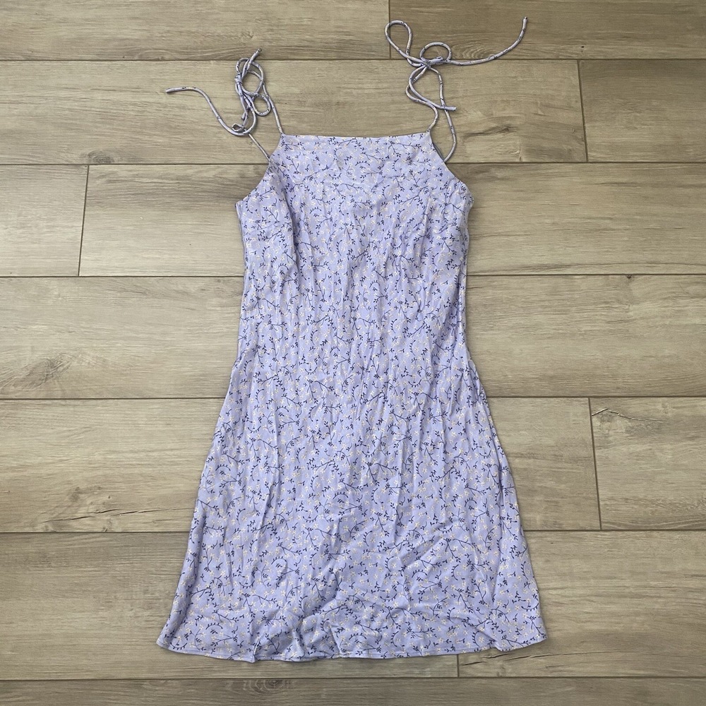 Zara Lavender  Floral Mini Dress Size Small Tie Strap Slip‎ Dress